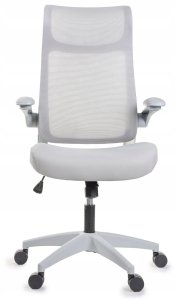 Krzesło biurowe Giosedio Ergonomiczny wygodny szary fotel biurowy, regulowane podłokietniki BHP siwy 14