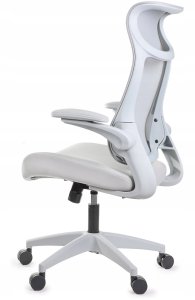 Krzesło biurowe Giosedio Ergonomiczny wygodny szary fotel biurowy, regulowane podłokietniki BHP siwy 5