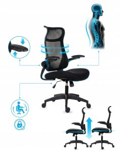 Krzesło biurowe Giosedio Ergonomiczny wygodny szary fotel biurowy, regulowane podłokietniki BHP siwy 8