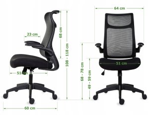 Krzesło biurowe Giosedio Ergonomiczny wygodny szary fotel biurowy, regulowane podłokietniki BHP siwy 10