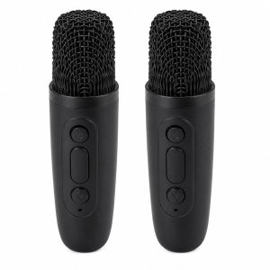 Głośnik Lean Zestaw Do Karaoke Głośnik Bluetooth Dwa Mikrofony Światła LED Czarny 5