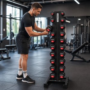 UNDERFIT Zestaw hantli gumowanych 1-10 kg ze stojakiem pionowym 10 par UNDERFIT 8