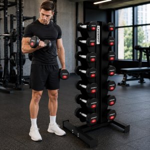 UNDERFIT Zestaw hantli gumowanych 1-8 kg ze stojakiem pionowym 8 par UNDERFIT 4