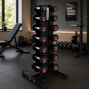 UNDERFIT Zestaw hantli gumowanych 1-8 kg ze stojakiem pionowym 8 par UNDERFIT 7