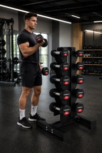 UNDERFIT Zestaw hantli gumowanych 1-6 kg ze stojakiem pionowym 6 par UNDERFIT 4