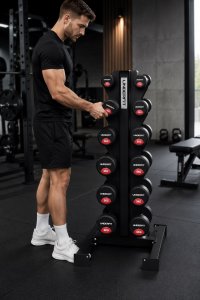 UNDERFIT Zestaw hantli gumowanych 1-6 kg ze stojakiem pionowym 6 par UNDERFIT 8