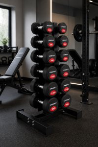 UNDERFIT Zestaw hantli gumowanych 2,5-15 kg ze stojakiem pionowym 6 par UNDERFIT 11