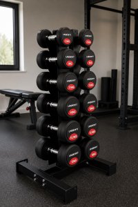 UNDERFIT Zestaw hantli gumowanych 2,5-15 kg ze stojakiem pionowym 6 par UNDERFIT 7