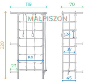 Małpiszon Drabinka gimnastyczna metalowa do ćwiczeń biała Kometa Next 4 3
