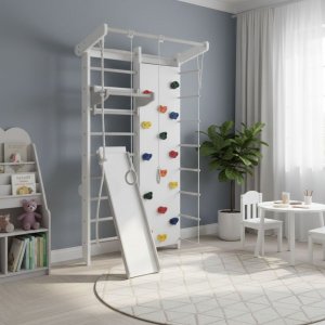 Babygame Drabinka gimnastyczna drewniana biały + ścianka do wspinaczki Mistrz 2 11