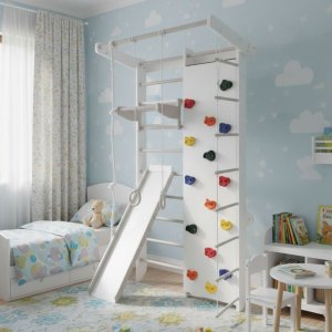 Babygame Drabinka gimnastyczna drewniana biały + ścianka do wspinaczki Mistrz 2 12