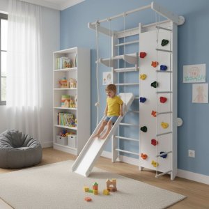 Babygame Drabinka gimnastyczna drewniana biały + ścianka do wspinaczki Mistrz 2 13