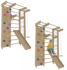 Babygame Drabinka gimnastyczna drewniana + ścianka do wspinaczki Mistrz Max 2