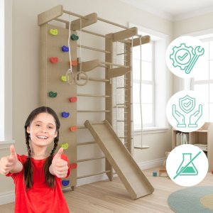 Babygame Drabinka gimnastyczna drewniana + ścianka do wspinaczki Mistrz Max 5