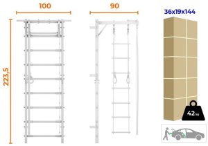 Małpiszon Drabinka gimnastyczna Trick metalowa 223,5 cm z drążkiem i akcesoriami 8