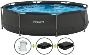 Virtufit Basen ogrodowy stelażowy VirtuFit 305x76 cm z pompą filtrującą antracyt 2