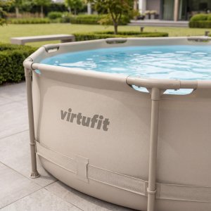Virtufit Basen ogrodowy stelażowy VirtuFit 305x76 cm z pompą filtrującą beżowy 5