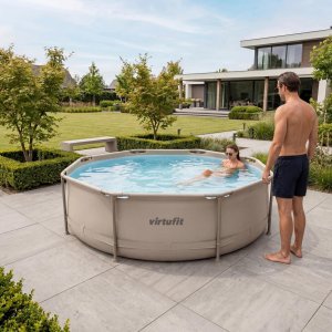 Virtufit Basen ogrodowy stelażowy VirtuFit 305x76 cm z pompą filtrującą beżowy 6