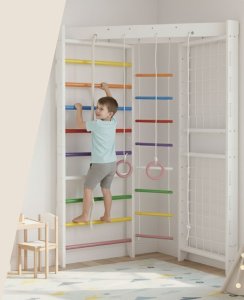 Małpiszon Drabinka gimnastyczna narożna Dream | Akcesoria | 225 cm | Biały-kolorowy 3