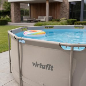 Virtufit Basen ogrodowy stelażowy VirtuFit 366x100 cm z pompą filtrującą beżowy 5
