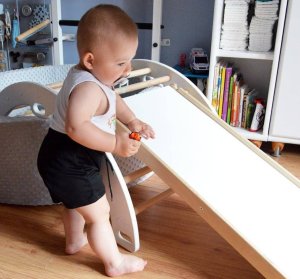 Małpiszon Domowy plac zabaw Sweet Plus biały | Montessori | bujak + zjeżdżalnia 2w1 12