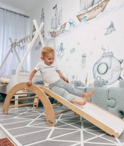Małpiszon Domowy plac zabaw Sweet Plus biały | Montessori | bujak + zjeżdżalnia 2w1 6