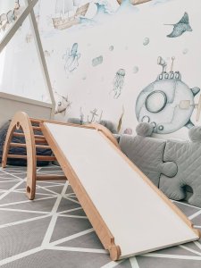Małpiszon Domowy plac zabaw Sweet Plus biały | Montessori | bujak + zjeżdżalnia 2w1 7