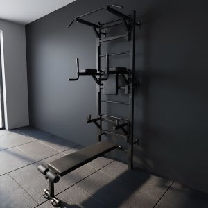 Interplastic Drabinka Gimnastyczna X-Sport Max Z Drążkiem Poręczami i Ławką Do Ćwiczeń 5