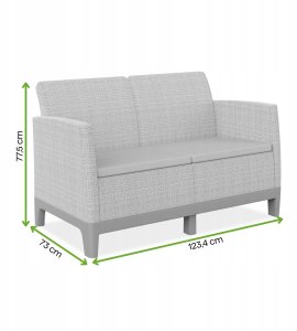Keter Sofa ogrodowa dwuosobowa Scandi Form 2 Seater Sofa jajkowo szary/jasny beż (8711245162805) 2