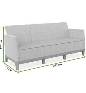 Keter Sofa ogrodowa dwuosobowa Scandi Form 3 Seater Sofa szary jajeczny/jasny beżowy (8711245162782) 2