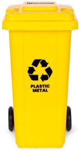 Kosz na śmieci Multistore Smieci 240L duży kubeł śmietnik gumowe koła - żółty plastik EDUKAMP (5347) 2