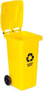 Kosz na śmieci Multistore Smieci 240L duży kubeł śmietnik gumowe koła - żółty plastik EDUKAMP (5347) 3