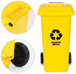 Kosz na śmieci Multistore Smieci 240L duży kubeł śmietnik gumowe koła - żółty plastik EDUKAMP (5347) 5