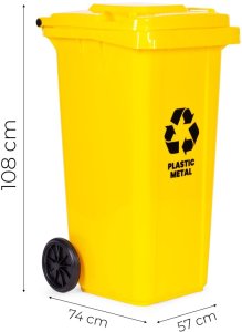 Kosz na śmieci Multistore Smieci 240L duży kubeł śmietnik gumowe koła - żółty plastik EDUKAMP (5347) 10