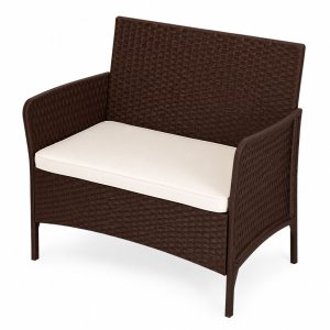 Ambiance Sofa ogrodowa dwuosobowa z poduszką ławka na balkon taras ogród brązowa MultiGarden EDUKAMP (5362) 5