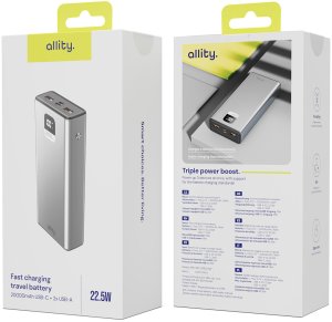 Allity Power bank APB-100 PD QC 22,5W 20000 mAh szary 15