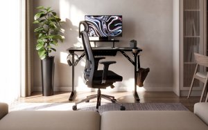 Biurko Costway Komputerowe z półką Leader 5.1 Black 115 cm (MA-LEADER 5.1 BLACK) 2