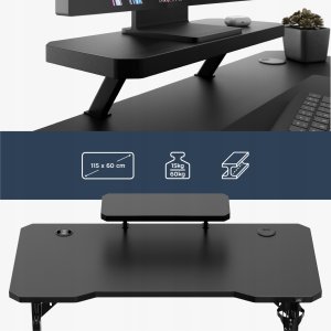 Biurko Costway Komputerowe z półką Leader 5.1 Black 115 cm (MA-LEADER 5.1 BLACK) 4