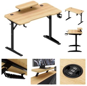 Biurko Costway Komputerowe z półką Leader 5.1 Oak 115 cm (MA-LEADER 5.1 OAK) 11