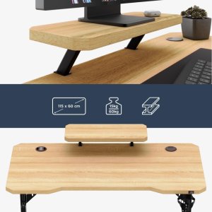 Biurko Costway Komputerowe z półką Leader 5.1 Oak 115 cm (MA-LEADER 5.1 OAK) 18