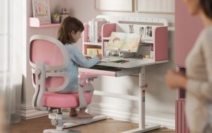 MarkAdler Ergonomiczne biurko dla dziecka Study 5.0 Pink 90 cm (MA-STUDY 5.0 PINK) 2