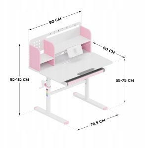 MarkAdler Ergonomiczne biurko dla dziecka Study 5.0 Pink 90 cm (MA-STUDY 5.0 PINK) 3