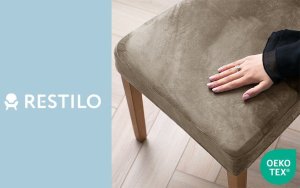 Aptel Pokrowiec na krzesło SENTO 48x48 beżowy welur komplet 4 szt Restilo 2