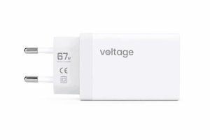 Ładowarka voltage Sieciowa GaN Charger 67W PD 3.0 QC 3.0 USB-A 2x USB-C biała (VEAGaN67AC2WE) 3
