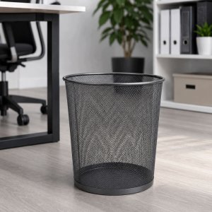 Lean Kosz na śmieci biurowy metalowy siatka okrągły srebrny 19 L 3