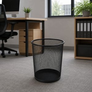 Lean Kosz na śmieci biurowy metalowy siatka okrągły czarny 10 L 2