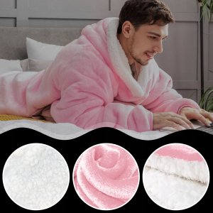 Colour Pleasure Ciepła bluza kocobluza XXL koc oversize 2w1 gruba długa futrzak z kapturem 14