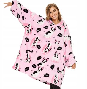 Colour Pleasure Ciepła bluza kocobluza XXL koc oversize 2w1 gruba długa futrzak z kapturem 16