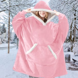 Colour Pleasure Ciepła bluza kocobluza XXL koc oversize 2w1 gruba długa futrzak z kapturem 2