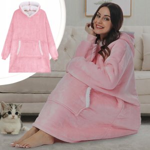 Colour Pleasure Ciepła bluza kocobluza XXL koc oversize 2w1 gruba długa futrzak z kapturem 3